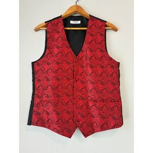 Cyparissus Fit & Fashion Men's Small Red Paisley Dress Vest Waistcoat‎